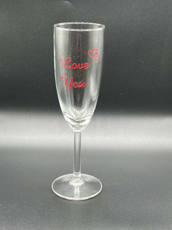 Champagneglas med text Love You