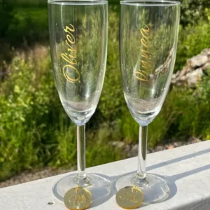 Champagneglas med glasmarkörer